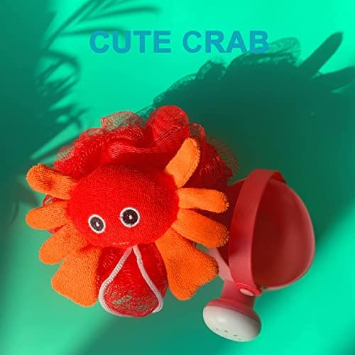 Loofah Exfoliating Shower Stuffed Sponge Pouf Mesh Brush with Animal Toys - Bath Spa Puff Scrubber Ball - Body Poof for Children Kids - Rich Foams Bubble(4.7" Each) Pack of 4