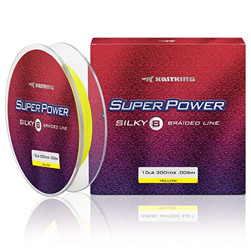 KastKing Superpower Silky8 Braided Fishing Line, Yellow, 8 Strand, 8LB, 150Yds