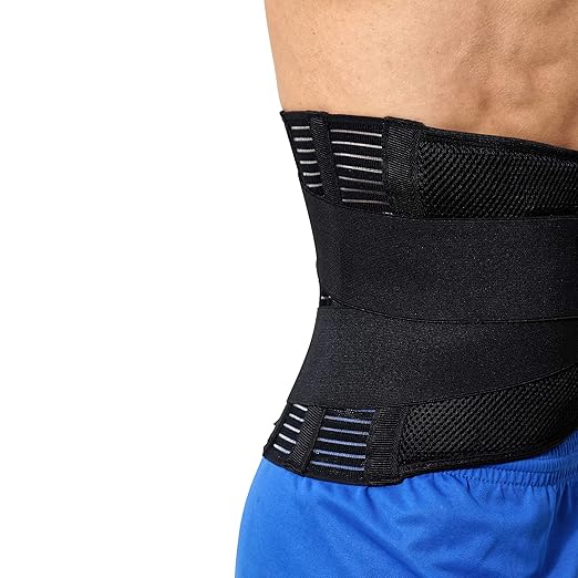 NeoTech Care Adjustable Compression Back Brace Lumbar Support Belt, Black, Size M