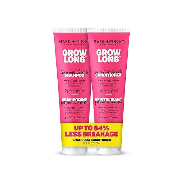 Marc Anthony Shampoo and Conditioner Set, Grow Long Biotin - Anti-Frizz Deep For Split Ends & Breakage Vitamin E, Caffeine Ginseng for Curly, Dry Damaged Hair