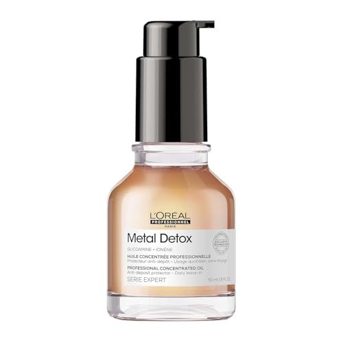 L'Oreal Professionnel Metal Detox Leave-In Oil - Detoxifies, Prevents Damage and Prolongs Hair Color With Shine