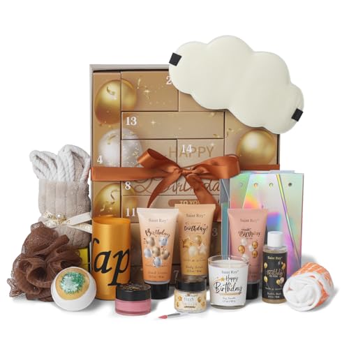 Birthday Gifts for Women & Men，Happy Birthday Surprise Box, 14pcs Luxury Spa Gifts, Gift Box for Mens Unique with Hand Cream, Holiday Advent Calendar, Skin Care Gift Sets for birthday