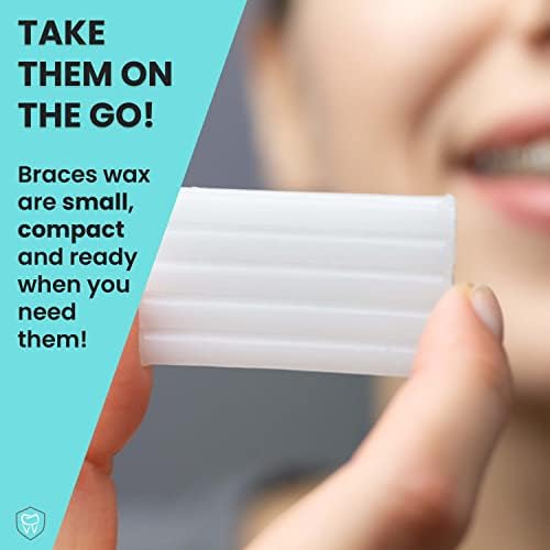 Braces Wax White 10 Pack. Dental Wax for Braces & Aligners, Unscented & Flavorless - 50 Premium Orthodontic Strips Food Grade Fresh Knight