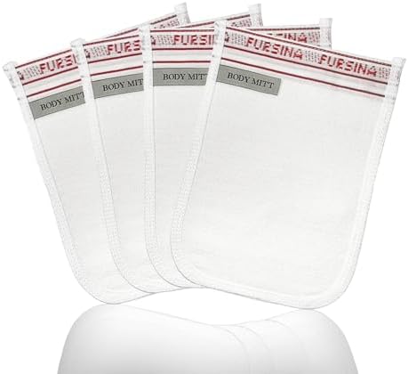 Exfoliating Glove (4 PCS) - Turkish Hammam Mitt for Bath, Exfoliating Body Scrubber Mitt, Dead & Dry Skin Remover for Body, Great for Spray Tan Removal, Smooth Skin Surface