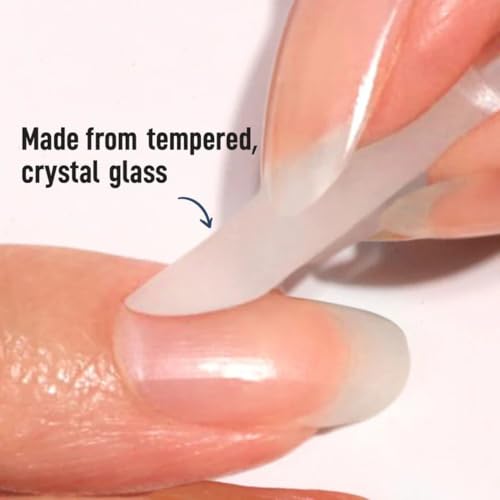 LONDONTOWN Double-Sided Glass Cuticle Pusher - Dual-Ended Under Nail Cleaner and Cuticle Remover Care Tool for Hands & Feet for Manicure Pedicures