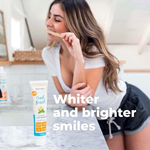 Oxyfresh Premium Maximum Fresh Breath Lemon Mint Toothpaste - Clean Teeth & Fresh Breath - Natural Essential Oils & Natural Xylitol to Help Fight Tartar - SLS & Fluoride Free, 3-5oz