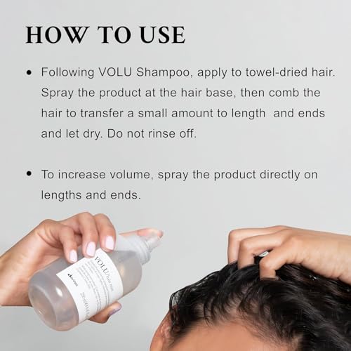 Davines VOLU Hair Mist, Leave-On Primer To Add Volume To Limp Hair, Add Weightless Softness and Shine, 8.45 Fl Oz