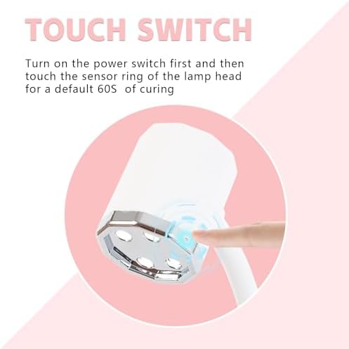 Touch Switch Gel X Lamp,Flash Cure Mini Nail Lamp,Rechargeable Cordless UV LED Light,Gooseneck Nail Gel Dryer for Home Nail DIY Manicure (White)