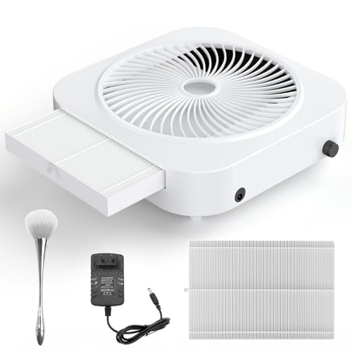 Lictin Nail Dust Collector with Reusable Filter, Adjustable Nail Vacuum Dust Collector Extractor Electric Dust Suction Machine for Acrylic Gel Nail Polishing White