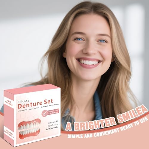 Tooth Repair Kit, Dentures for Women and Men, Silicone Dentures Upper and Lower, Fix Your Smile at Home Within Minutes, Natural Shade False Teeth & Veneers
