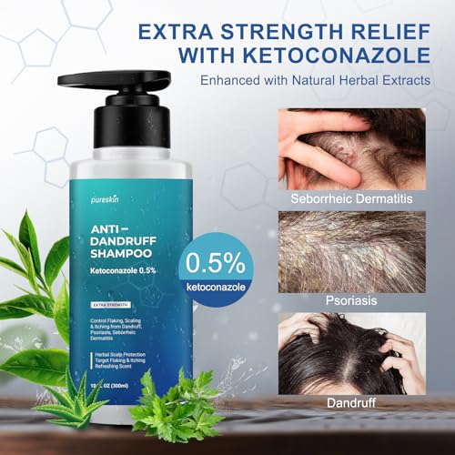Psoriasis & Seborrheic Dermatitis Shampoo: Balanced Antifungal Protection Herbal & Tea Tree Oil - Potent Recurrence Control for Stubborn Scalp Flaking Itchy 10 Oz