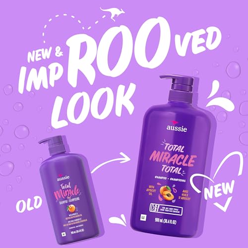 Aussie Total Miracle 7 Benefit Shampoo for Dry, Damaged Hair of All Types, Paraben-Free, 30.4 fl oz, 4-Pack