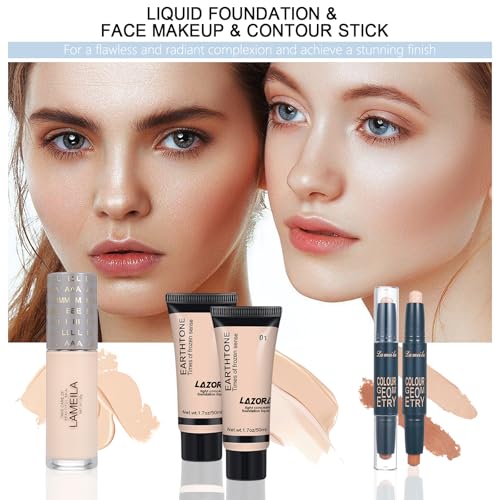 LAZORA Makeup Kit for Women All in One Makeup Sets Makeup Kit for Women Full Kit Teens Makeup Essential Bundle Include 20 Color Eyeshadow Palette Set
