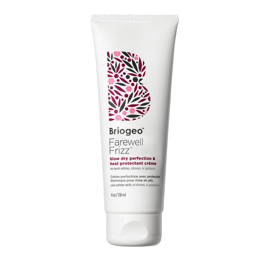 Briogeo Farewell Frizz Blow Dry Perfection & Heat Protectant Crème, Anti Frizz Hair Cream with Argan Oil for Styling, Silicone-free, Heat Protectant, Smooths Hair, Vegan, Cruelty-Free, 4 fl oz