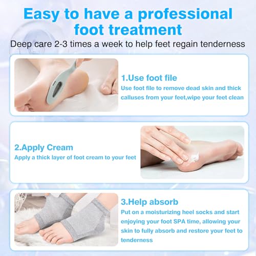 Urea Cream 40 Percent for Feet Maximum Strength, with Moisturizing Heel Socks for Cracked Heel,Foot Cream for Dry Cracked Heels and Feet,Urea Lotion, 3.5 OZ, Foot Files