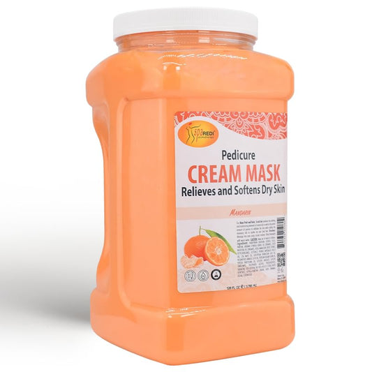 SPA REDI - Body and Foot Cream Mask, Mandarin, 128 Oz - Pedicure Massage for Tired Feet and Body, Hydrating, Fresh Skin - Infused with Hyaluronic Acid, Amino Acids, Panthenol, Comfrey Extract