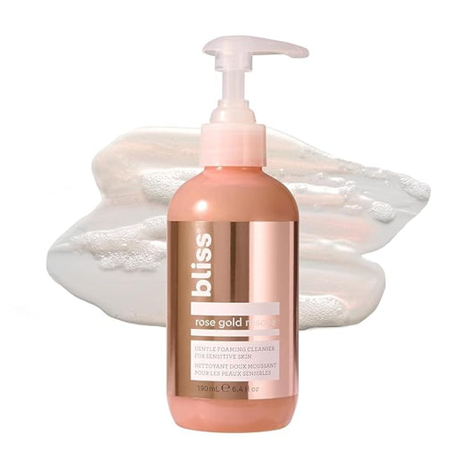 Bliss Rose Gold Rescue Foaming Face Wash – 6.4 Fl Oz – Gentle Cleanser for Sensitive Skin with Rose Water & Colloidal Gold – Non-Drying, Vegan & Cruelty-Free – Removes Makeup & Dirt