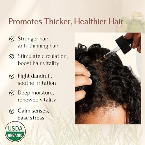 YANIBEST Organic Rosemary Essential Oil, Castor Oil, 100% Pure Natural Hair Oil for Strengthening Hair, Nourish and Repair Damaged Hair, Improve Scalp Health