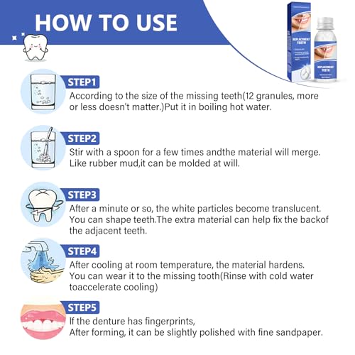 Tooth Repair Kit, Safe and Effective Fake Teeth Replacement, for Fixing Missing & Broken Teeth Replacement, Smile Confidently with 30ml Tooth Beads + 4 Dental Tools