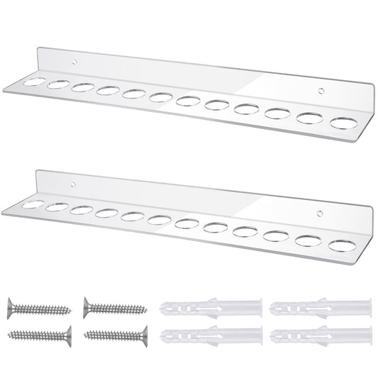 Briwooody 12 Slot Acrylic Wall Mounted Shear Holder Clear Scissors Holder Rack 15.75" Wide 0.12" Thick Shear Organizer with Hanging Screws for Dog Grooming Salon Hairdresser Barber storage (2)