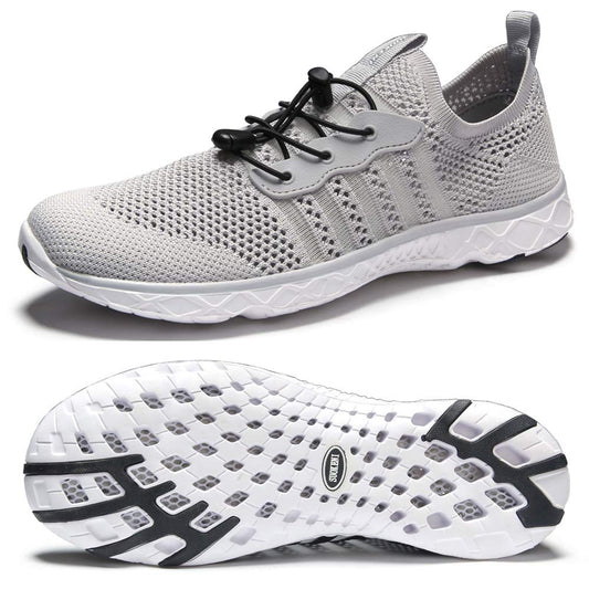SUOKENI Men's Quick Drying Slip On Water Shoes for Beach or Water Sports LightGray.,Size:US 8/EU 41
