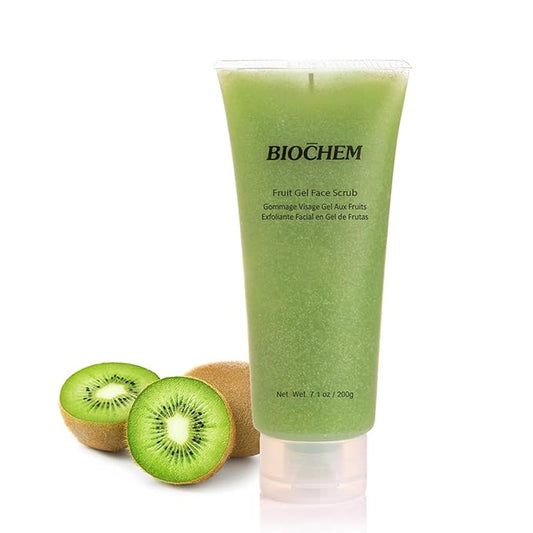 BIOCHEM Fruit Gel Face Scrub, Gentle Face Exfoliator Deep Clean Facial Scrub for black head remover for face, Exfoliating, Smooth, Hydrated, Daily Facial Scrub for All Skin Types (7.1 fl oz / 200 g)