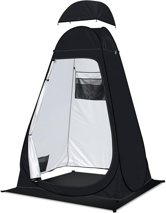 anngrowy Shower Tent Pop-Up Privacy Tent Camping Portable Toilet Tent Outdoor Camp Bathroom Changing Dressing Room Instant Privacy Shelters for Hiking Beach Picnic Fishing Potty, Extra-Tall, UPF 50+