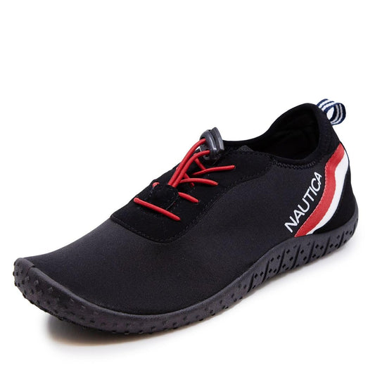 Nautica Women Men Water Shoe Quick Dry Aqua Socks Slip Resistant Comfortable Barefoot Shoes for Beach Swim Surf Pool Boat-Wesson-Black/Red-9W/8M