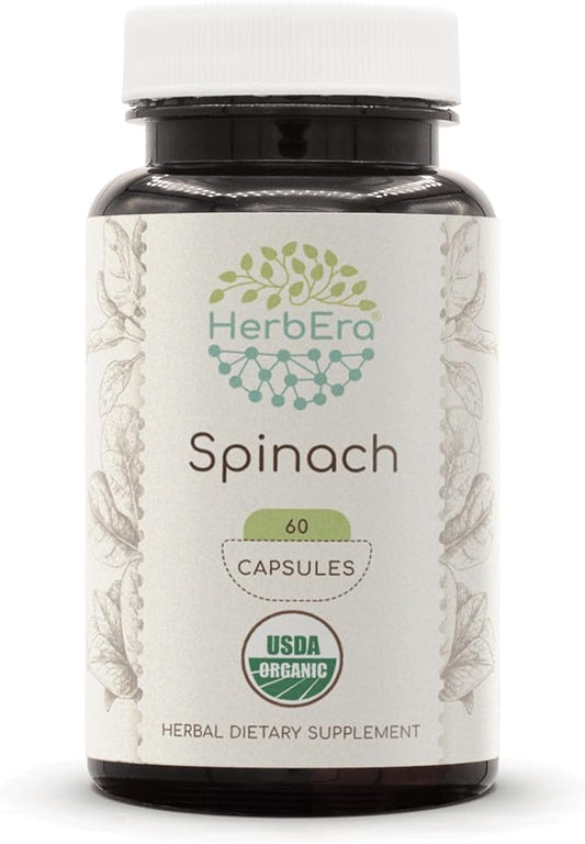 Spinach USDA Organic 60 Capsules | Natural Herbal Supplement | Certified Organic Vegetarian Capsules and Organic Spinach (Spinacia oleracea) Dried Leaf (60 Capsules)