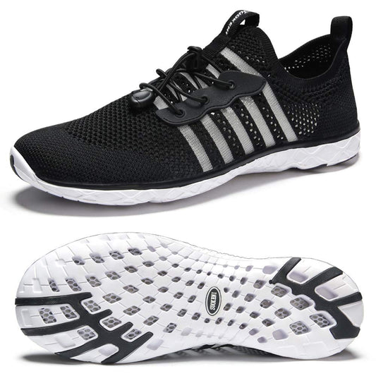 SUOKENI Men's Quick Drying Slip On Water Shoes for Beach or Water Sports Blackwhite,Size:US 7/EU 40