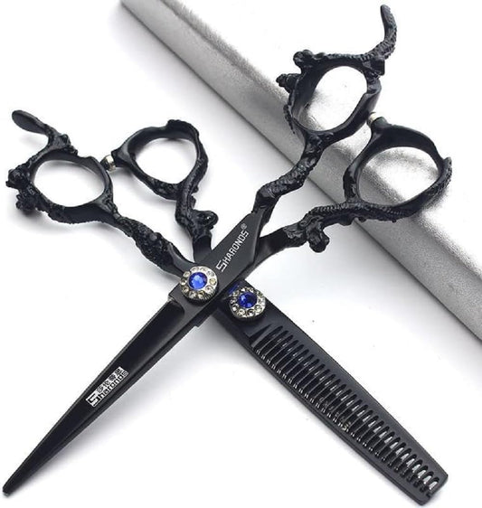 6/7/8/9-inch professional hair clipper set, stainless steel sharp hair clippers, hairdresser specific scissor(6 inches, 2 pieces-E)
