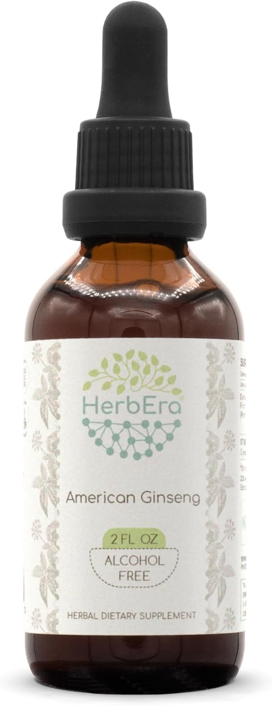 American Ginseng B60 Alcohol-Free Herbal Extract Tincture, Concentrated Liquid Drops Natural American Ginseng (Panax Quinquefolius) (2 fl oz)