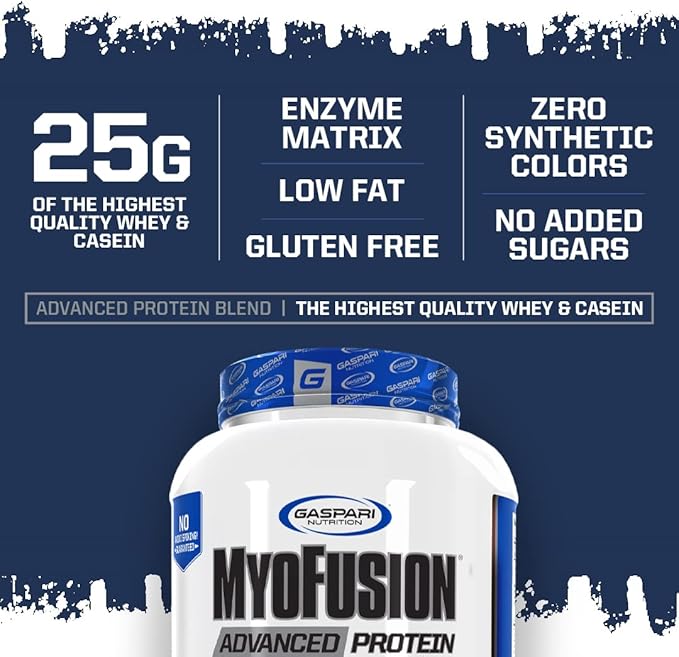 Gaspari Nutrition Myofusion Advanced Protein, Protein Blend with Whey Protein, Casein Protein and Isolate Protein, Low Fat and Gluten Free (Banana Cream, 2 Pound)
