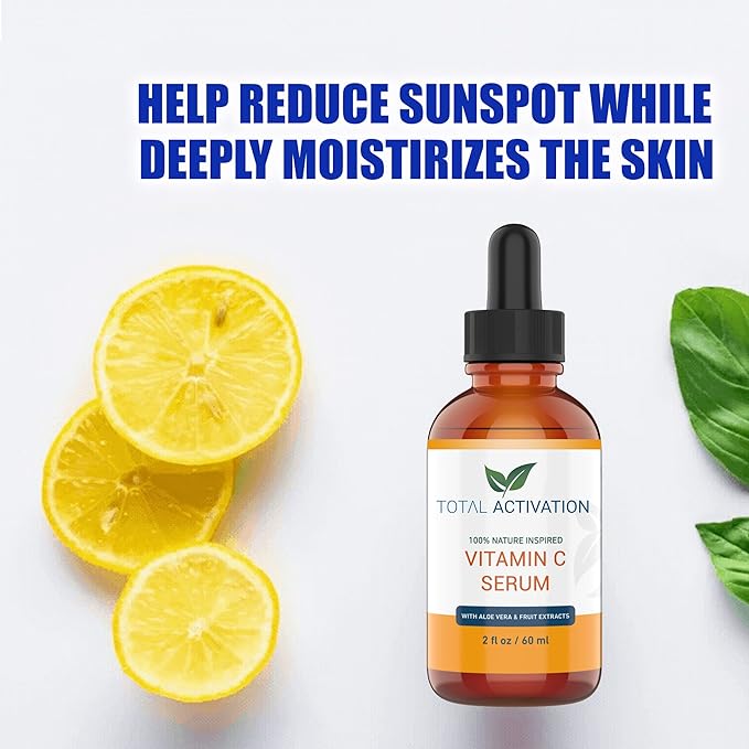 Vitamin C Serum for Face with Aloe Vera & Vitamin E, Anti-Aging, Hydrating Serum Smooth, Glowing Skin & Fine Line Treatment, Fast-Absorbing, 2oz