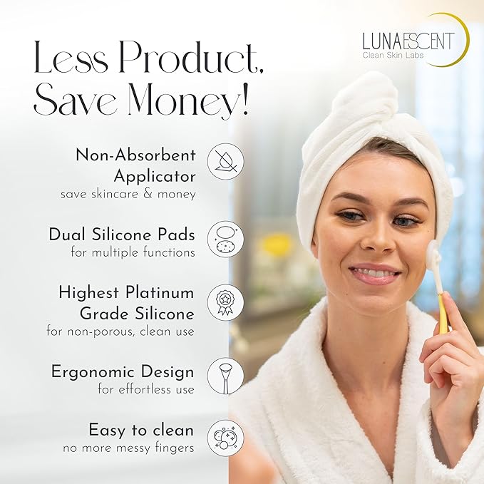 Serum Applicator for Face Applicator Only Reusable Skincare Applicator Serums, Oils, Medicated Ointments, Sunscreen, Makeup, Face Cream Applicator, Cooling & Warming Face Massager Tool by LUNAESCENT