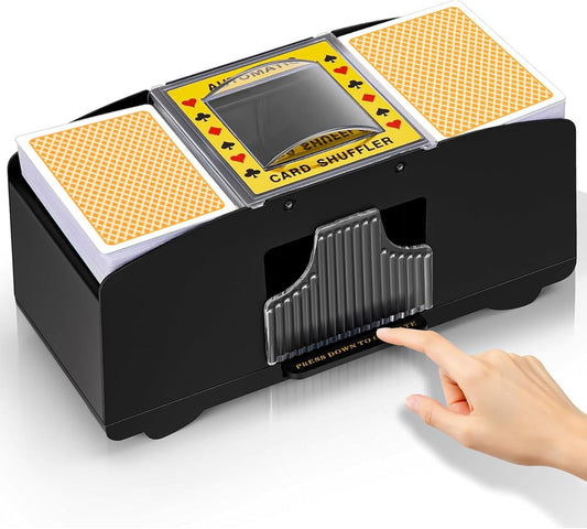 Automatic Card Shuffler 1/2/4/6 Decks,Battery Operated Electric Playing Card Shuffler for UNO,Casino Card Game,Poker,Phase 10,Blackjack,Texas Hold'em,Home Card Games