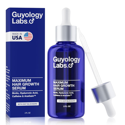 Biotin Hair Growth Serum for Men, Women & All Hair Types - DHT Blocker, Anti-Thinning & Hair Loss Treatment - Thickening & Regrowth Serum - Made in USA - Guyology Labs