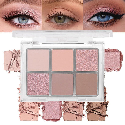 6 Colors Nude Champagne Gold Matte Shimmer Eyeshadow Palette for Eye Makeup,High Pigmented Brown Eye Shadow Primers Powder Palet de sombras de ojos