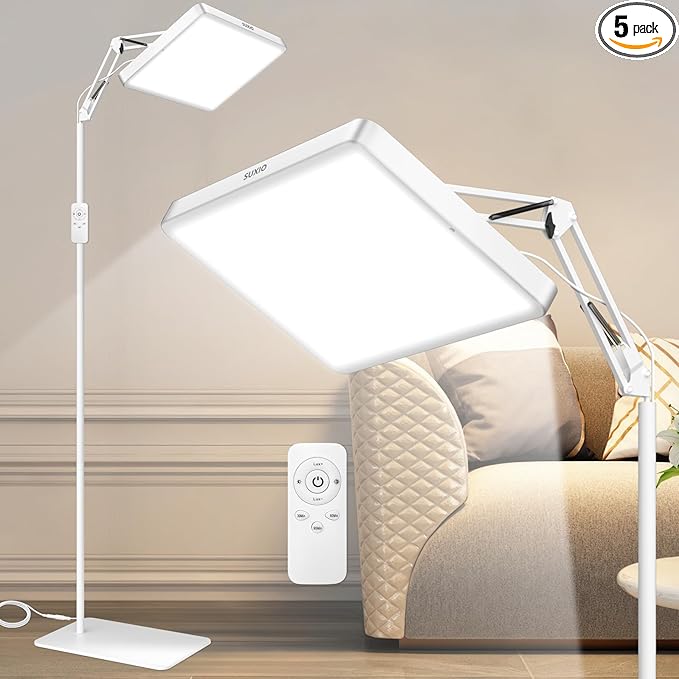 SUXIO Light Therapy Lamps - 12000 LUX Therapy Light, Happy Lamp with Remote, Lights Box Therapy with 3 Timer & 4 Brightness, LED UV-Free Daylights Lamp Perfect for Home, Office