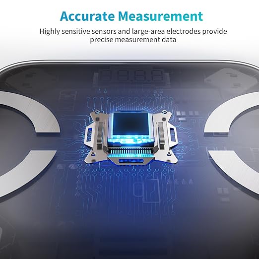 Smart Scale for Body Weight, Digital Bathroom Scale LED Display, BMI, Body Fat, Muscle Mass 18 Body Composition Monitor Health Analyzer Sync Fitness Apps (Silver)