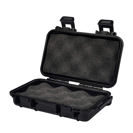 Waterproof Shockproof Box, Plastic Protective Hard Case, Outdoor Survival Box Hard Drive Case, Protective Grip Carry Phone Case Airtight Outdoor Survival Storage Container (L, Black)