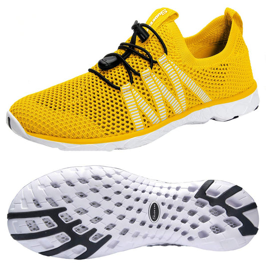 SUOKENI Women's Quick Drying Slip On Water Shoes for Beach or Water Sports Yellow,Size:US 7.5/EU 38