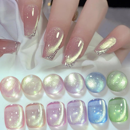 Born Pretty Cat Magnetic Eye Gel Nail Polish Shimmer Glitter Holographic Auroas Magnetic Gel Spring Summer Pink Green Blue Translucent Gel Polish Set Manicure Nail Art DIY at Home