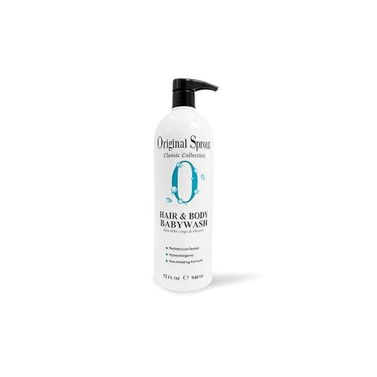 Original Sprout Baby Shampoo and Body Wash, Hypoallergenic Formula with Organic Calendula & Rosemary for Sensitive Hair Skin, 32 oz. Bottle