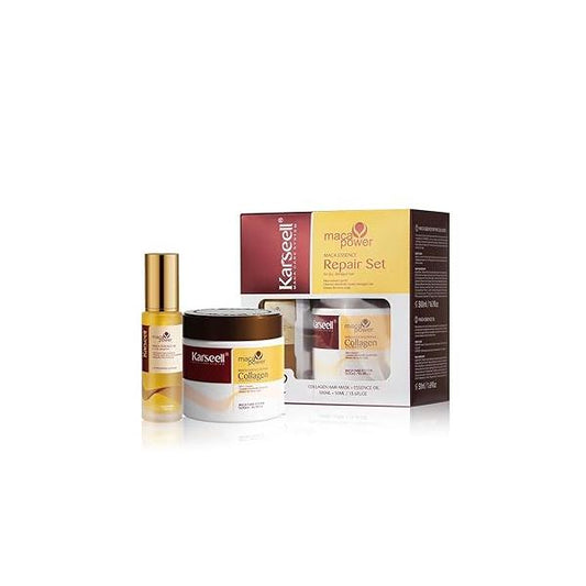 Karseell Collagen Hair Treatment Deep Repair Conditioning, Mask Argan Oil Set for Dry Damaged All Types 16.9floz + 1.69floz
